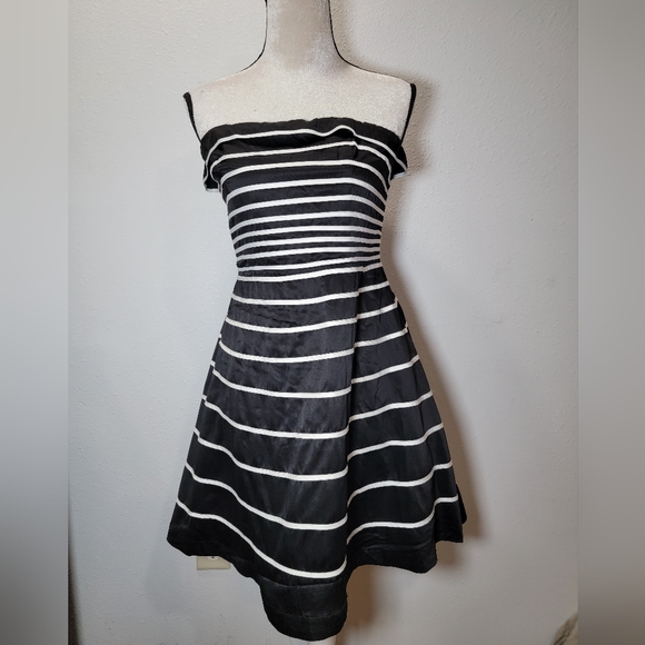 The Limited Dresses & Skirts - NWT The Limited Event Strapless Black and White Stripe Fit n Flare Dress Size 10